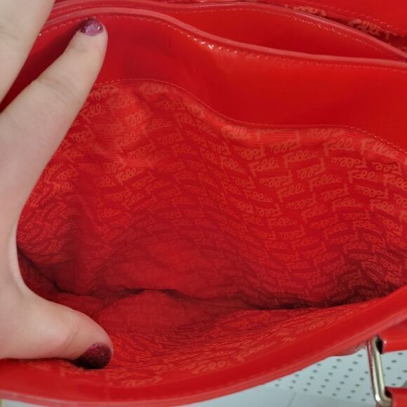 Folli Follie Red Patent Logomania Handbag - Picture 9 of 14